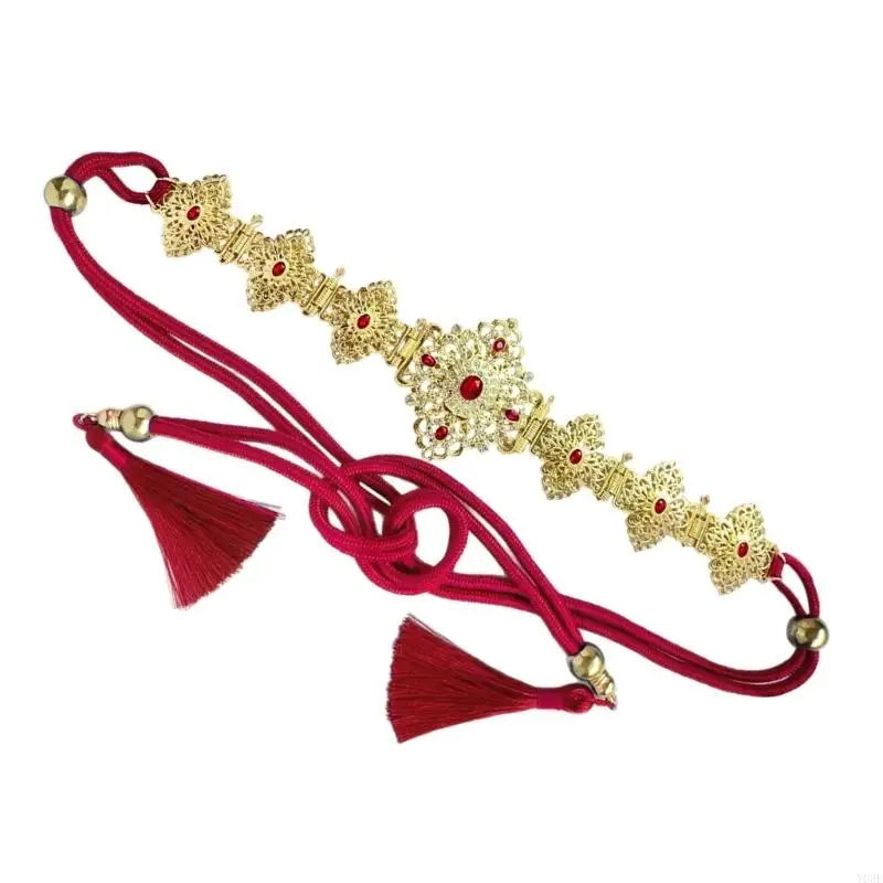 Funkelnde, mit Strasssteinen verzierte, verstellbare Metallgürtel-Taillenmieder marokkanischen Stil für Partykleidung Y08E – Detail 8