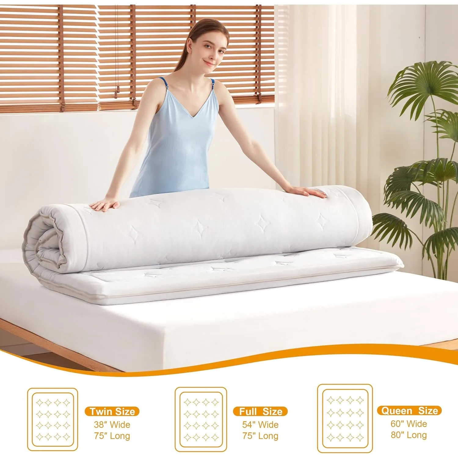 4" Memory Foam Foldable Futon Mattress, Portable Roll Up Sleeping Mat for Camping, Easy to Store with Dust Cover 3