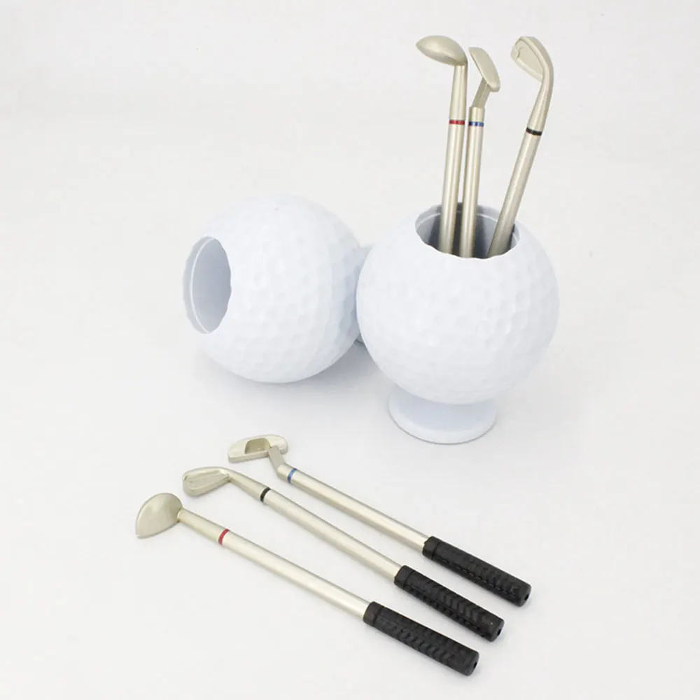1pc Golf Ball Model Pen Holder, 3 Pcs Golf Ballpoint Pens, Golf Desktop Gift Mini Golf Ball Pen Holder,Souvenir, For Golfer 2