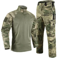 Ruins Camo Tactical Sets Men Breathable Quick-dry Training T Shirts Multi-pocket Wear-resistant Cargo Pants 2 Pcs Suits Hunting 1
