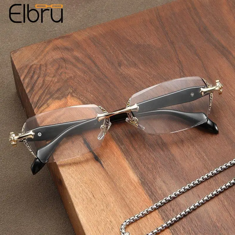 

Очки Elbru для чтения без оправы для мужчин и женщин, роскошные аксессуары для защиты от синего света, без оправы, в ретро стиле, для дальнозоркости, с защитой от усталости