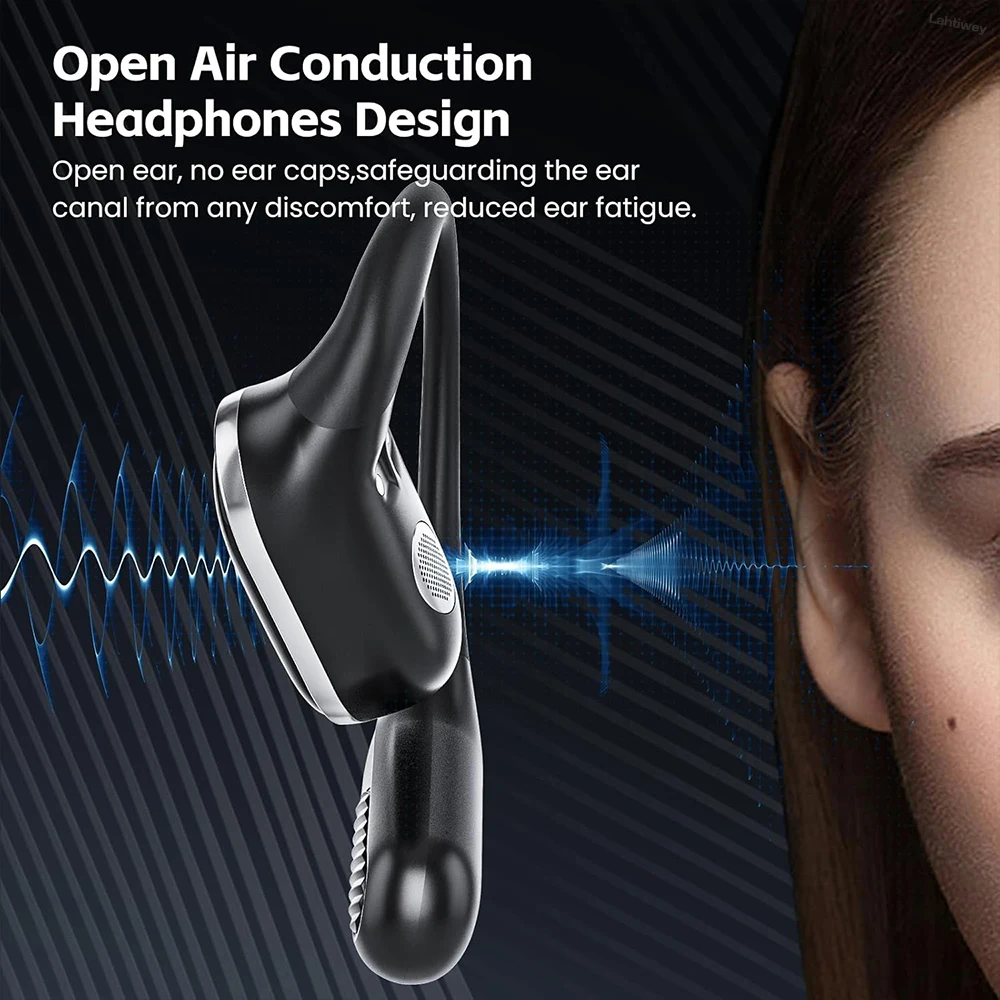 Bluetooth 5.4 Wireless Headphones Open Ear Earbuds with HD Mic, 60h Playtime Ultralight Comfort Open Ear Headphones with Earhook 4