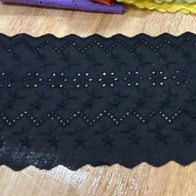 2 Meters Black Cotton Flower Embroidery Lace Fabric Fashion French Lace Material Trim for Wedding Gown 18cm lace ribbon lace fabric lace accessories lace garment accessories lace decoration