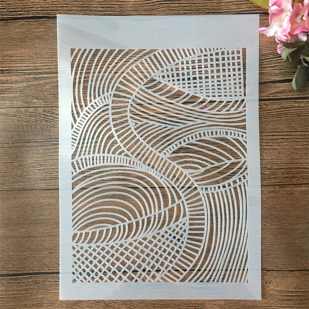 8 개/몫 A4 29cm 중공 메쉬 물결 모양의 잎 DIY 레이어링 스텐실 벽화 스크랩북 색칠 엠보싱 앨범 장식 템플릿