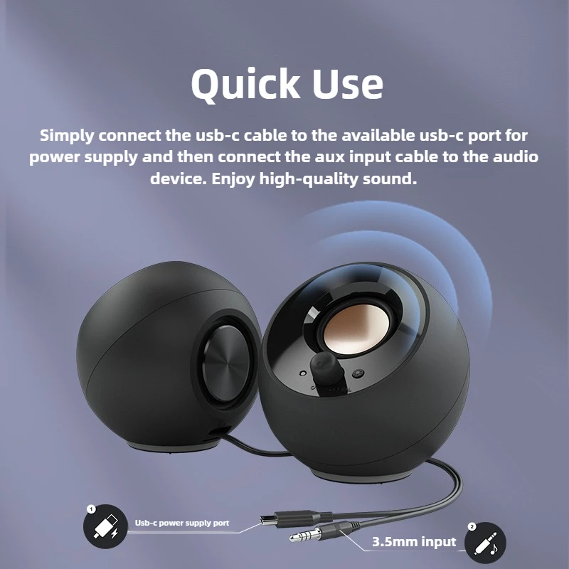 Creative Pebble SE Desktop Speaker Portable USB-C Multimedia Laptop Wired Mini Speaker with RGB Lighting PC Accessories Gift