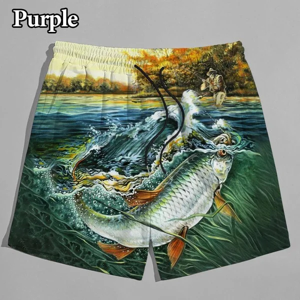 

Men's Fashion Casual 3D Printed Fish Shorts Hobby Carp Shorts Fishing Shorts