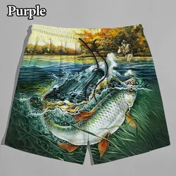 Men's Fashion Casual 3D Printed Fish Shorts Hobby Carp Shorts Fishing Shorts