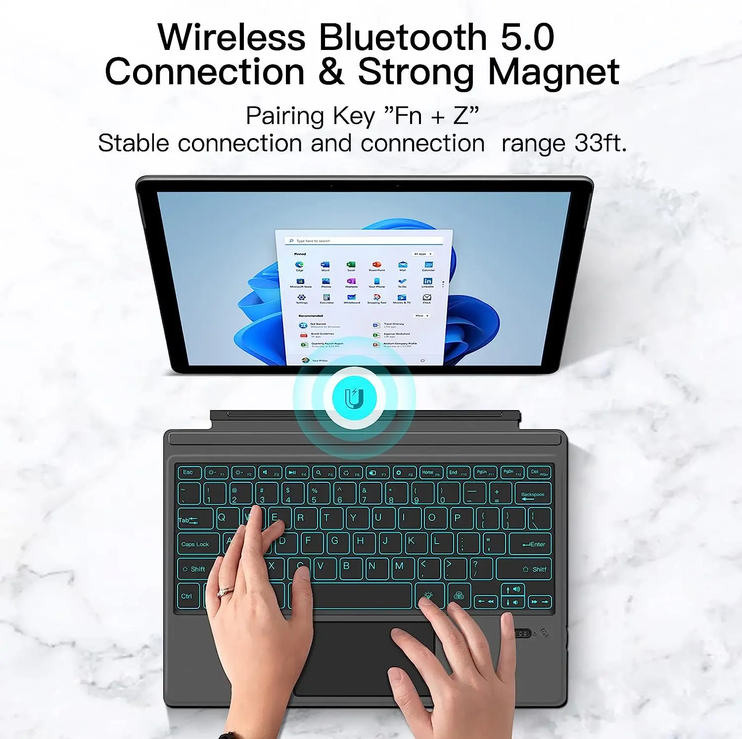 Tastiera Bluetooth Retroilluminata Per Microsoft Surface Pro 8/X Pro 6 Pro 5 Pro 7 Pro 4 Pro 3 Surface Go 2/3 Tastiera Tablet Tastiera