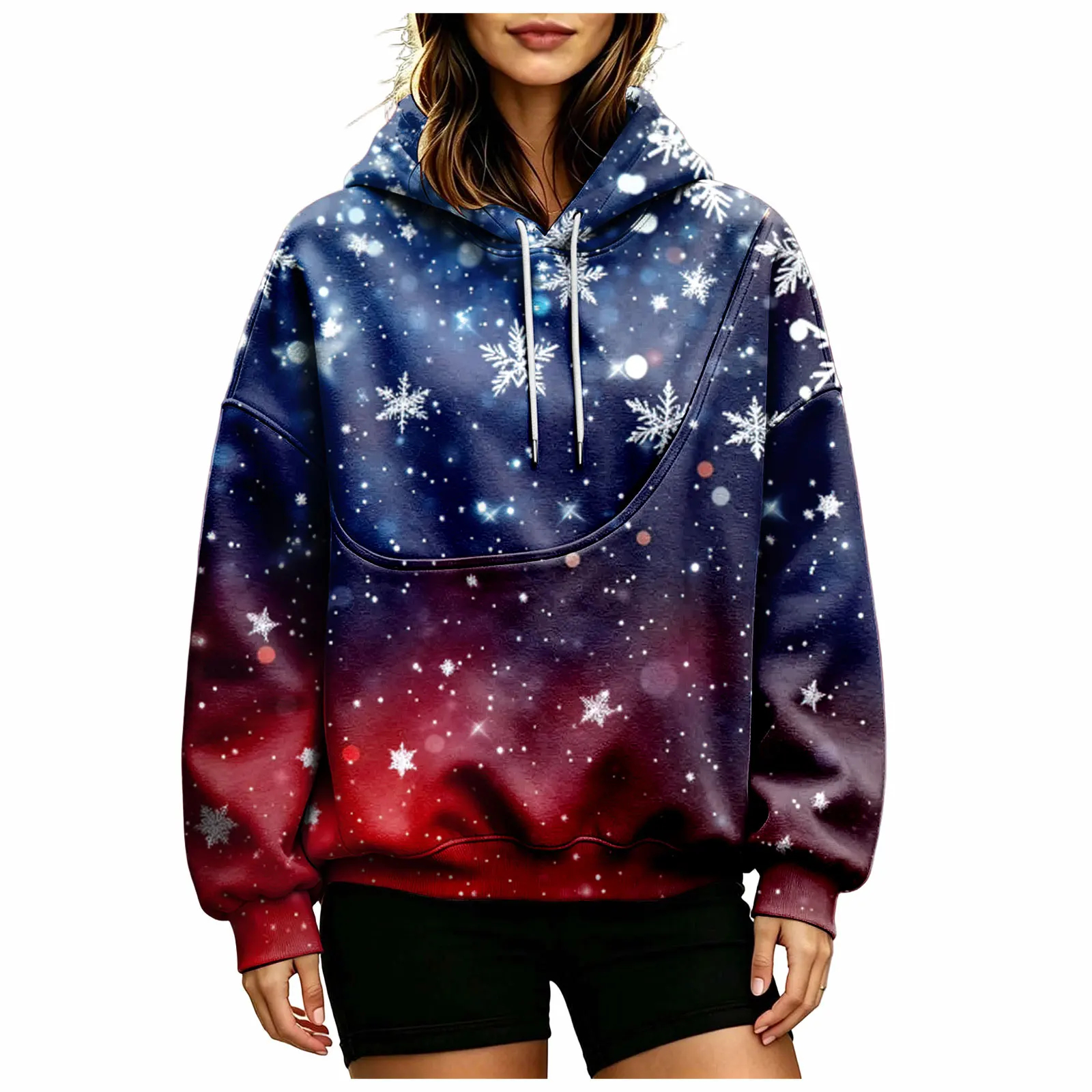 Women Fall And Winter Hoodie With Pet Pouch Oversized Pocket Colorful Print Sweatshirt For Dogs And Hoodies for Women Casual