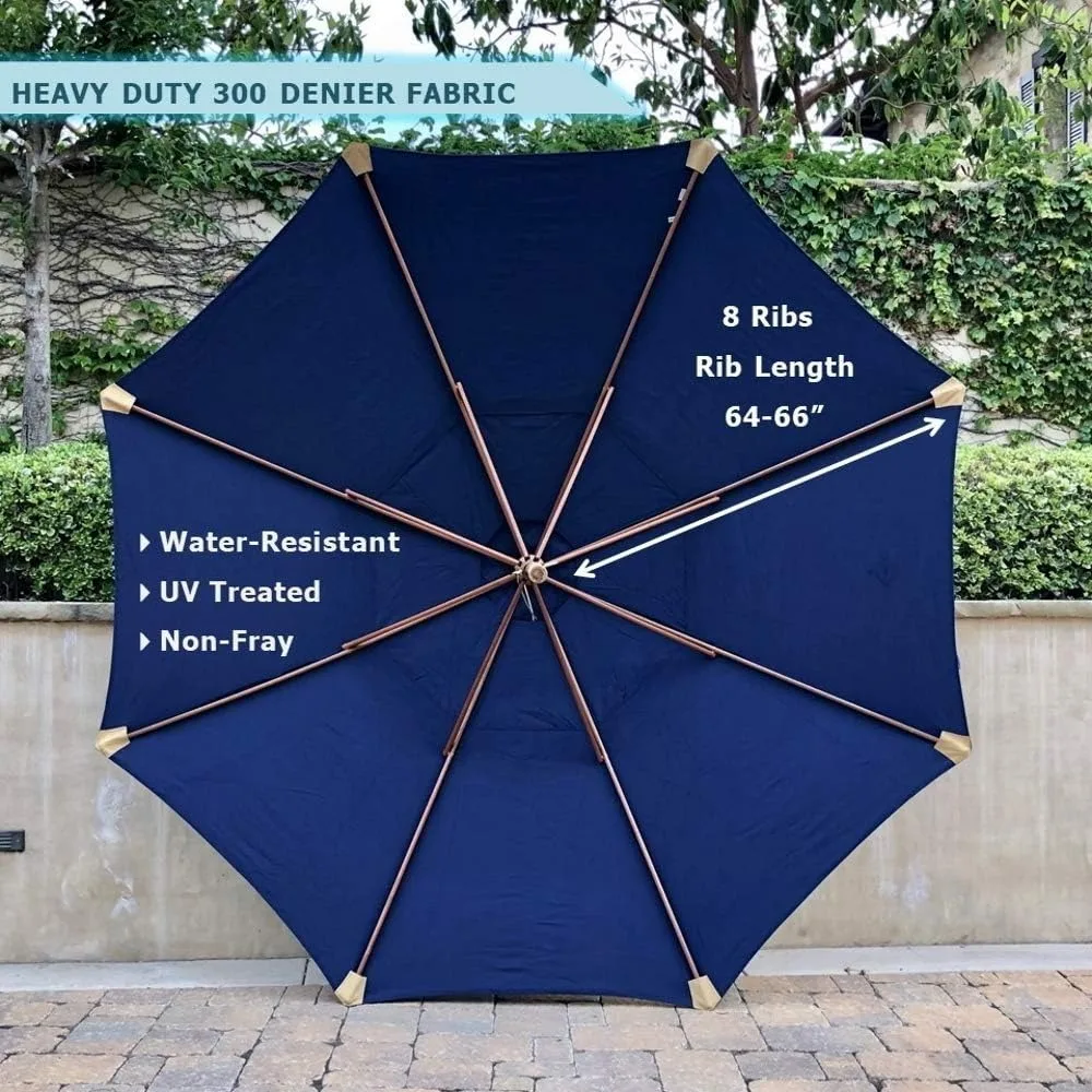 11ft Double Vented Patio Umbrella Replacement Canopy 8 Ribs Durable Olefin - UV Protective and Water Resistant Strong 5