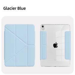 Transparent Magnetic Detachable Case with Multi - Angle Stand and Auto Wake/Sleep Functionality - iPad Air 4 5 6 7 (Glacier Blue)