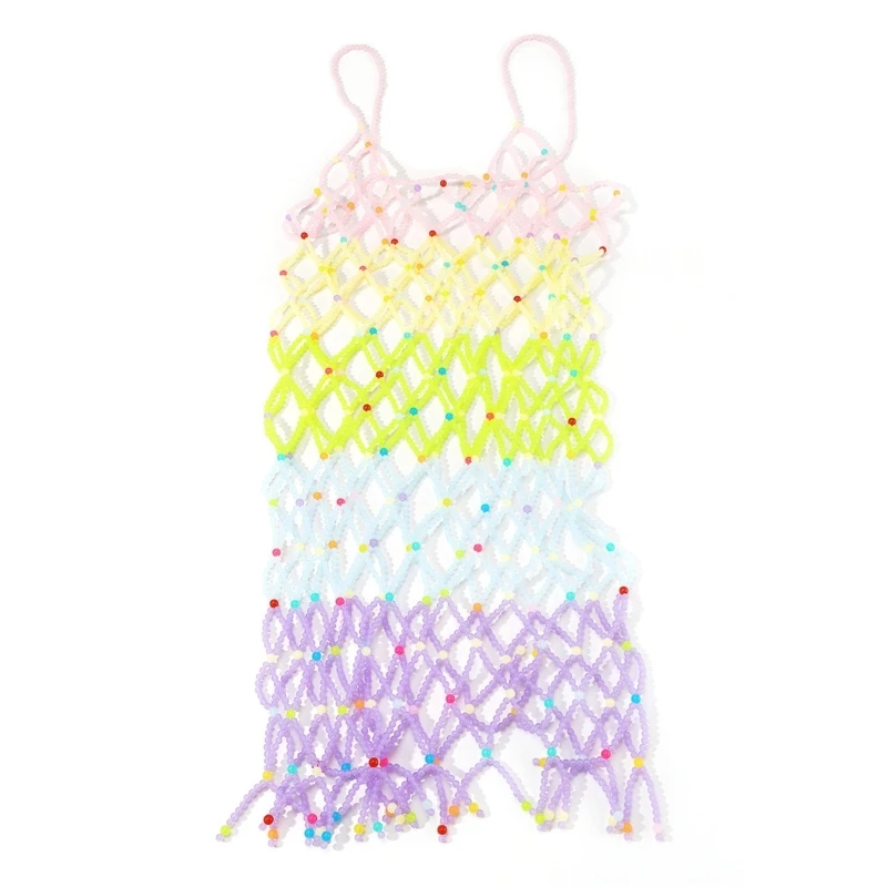 

Красочное платье из бисера, ажурный прозрачный костюм с цепочкой для тела, праздничный костюм для женщин N7YE