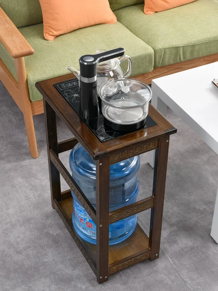 

Mobile tea table, tea cart, household tea cabinet, bamboo solid wood small kettle, integrated balcony, Kung
