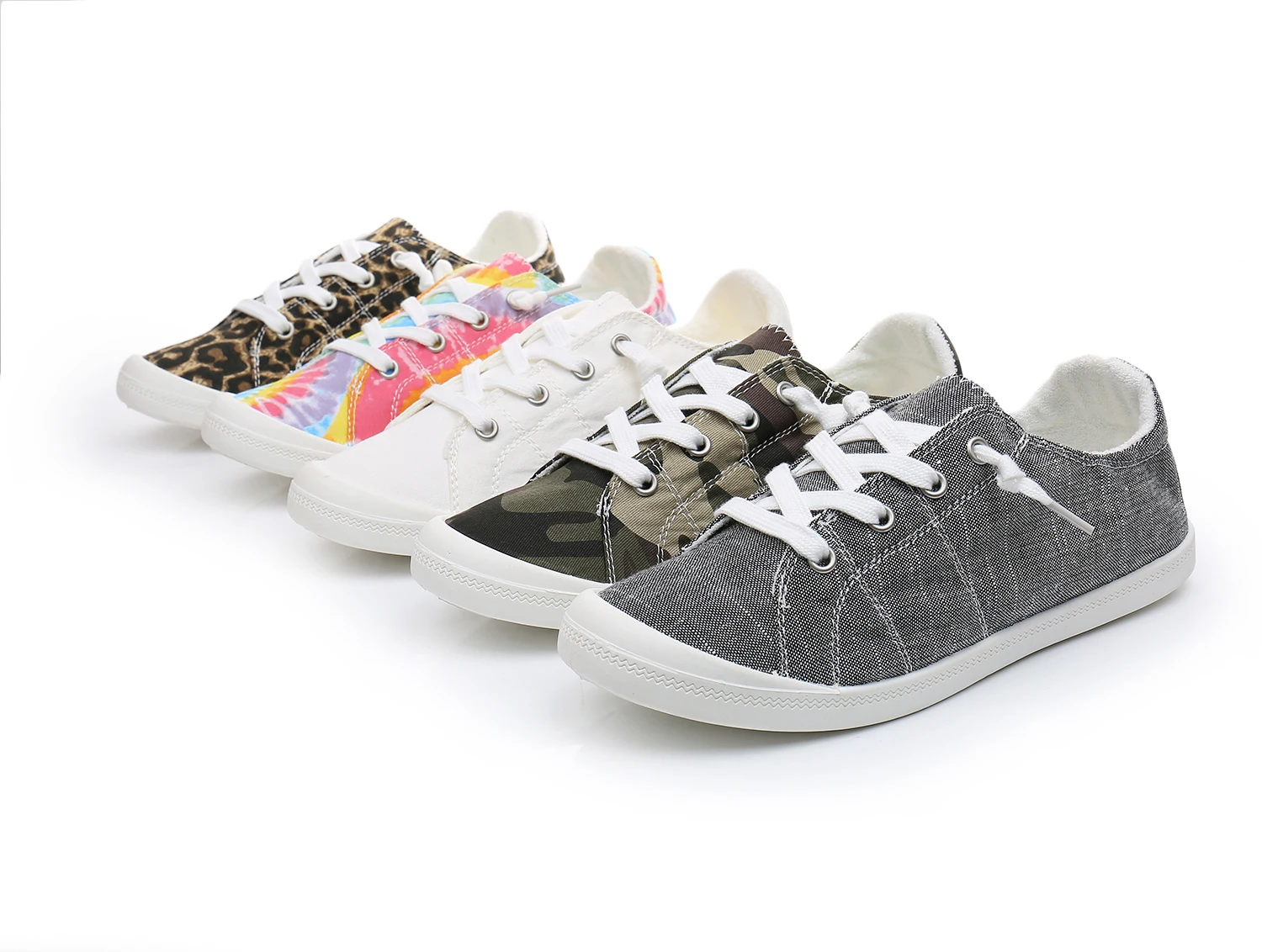 Cull4U Women Shoes Summer Flats Canvas Casual Lace-up Shoes for Women Round Toe  Leopard Cross-tied Women Shoes 2022