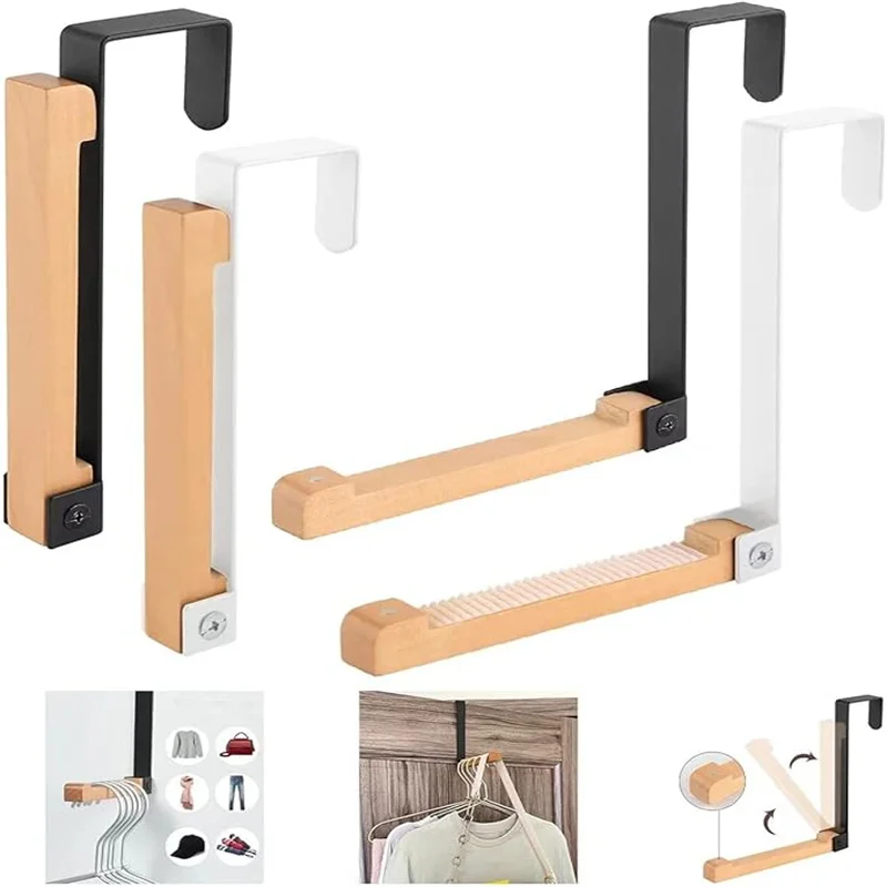 Wall-mounted Door Rear Hanger Metal No Punching Wood Metal Folding Hook Clothes Scarves Hanger Coat Hat Storage Hanging Hook storage hook,door hook