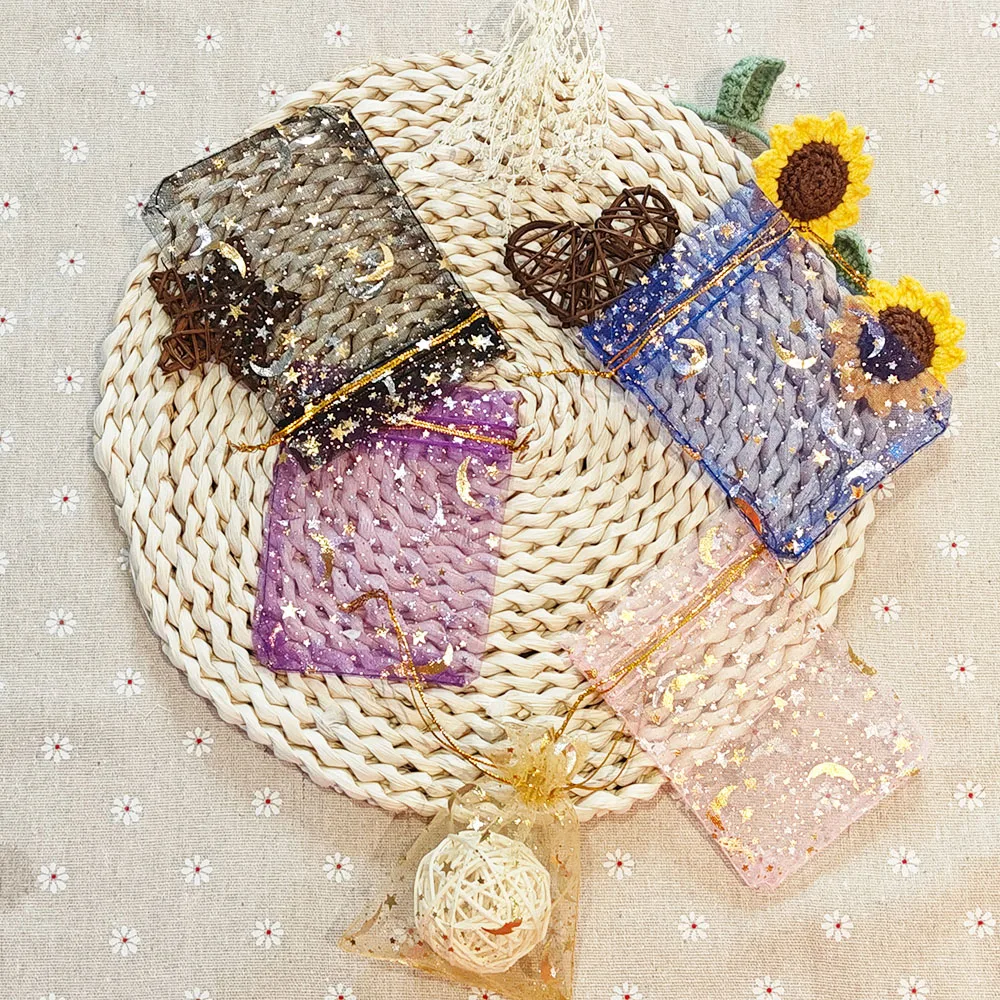 Moon Star Organza Gift Bags 25/50/100pcs Multicolor Mesh Pouches for Christmas Wedding Party Candy Gift Packing