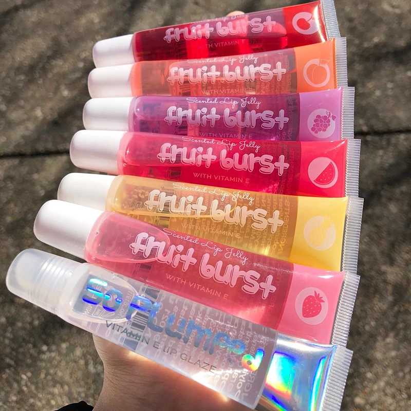 

18ml Fruit Burst Lip Oil Scented Lip gloss Plumping Lip gloss Scented Lip Jelly Big Lip Gloss Moisturizer Shiny Vitamin E Oil