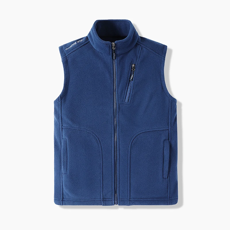 Polar Fleece Vest Autumn Winter Warm Standing Collar Windproof Simple Solid Color Thin High Trend All Quality Fabric Comfortable
