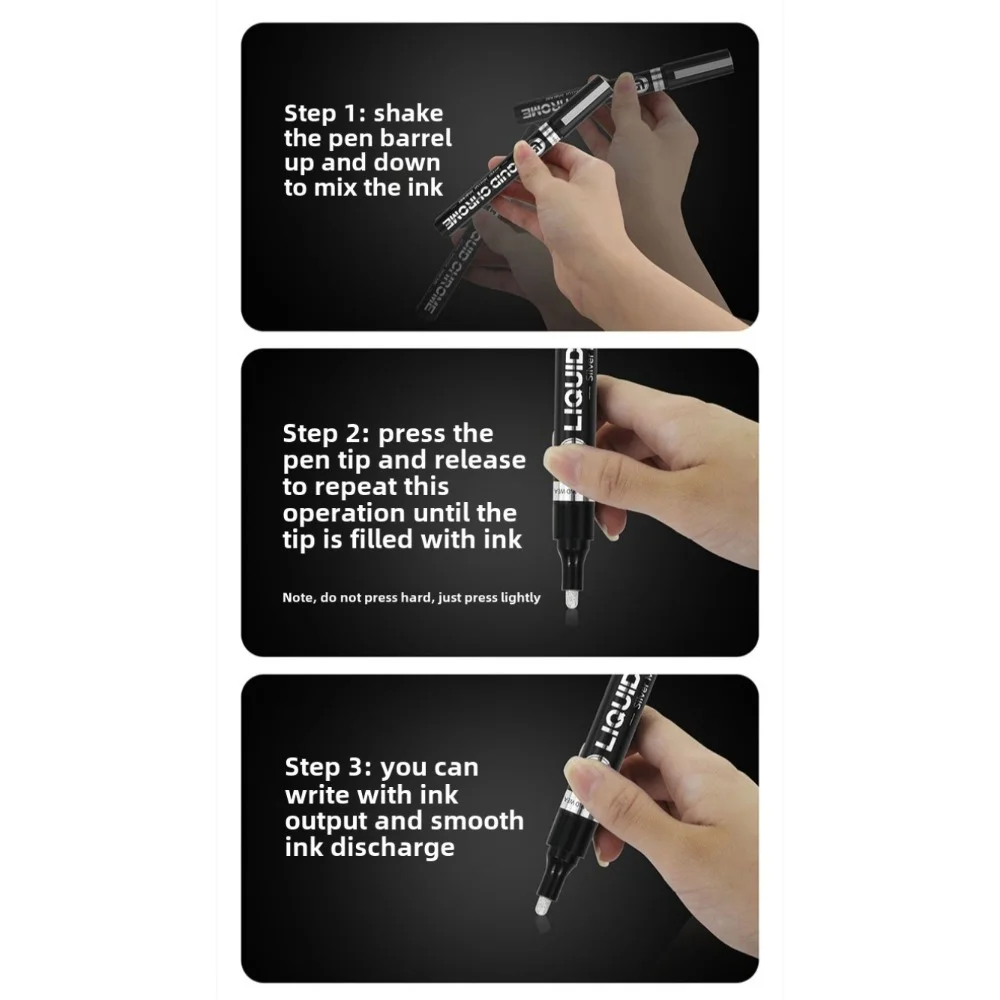 1/3/5 pcs Set Chrome Pen Marker with 2mm Nib: Mirror-like Waterproof Ideal for Rock Ceramic Glass Paint Metallic Gold/Silver 6