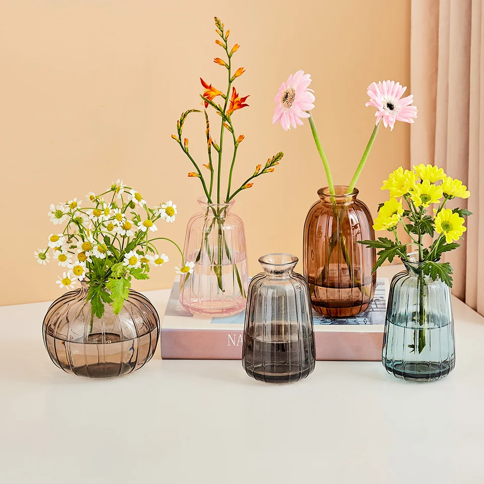 Vaso di fiori in vetro per la casa vaso trasparente Mini vaso fiori per vaso  vaso moderno vasi di fiori di strada accessori per la casa - AliExpress