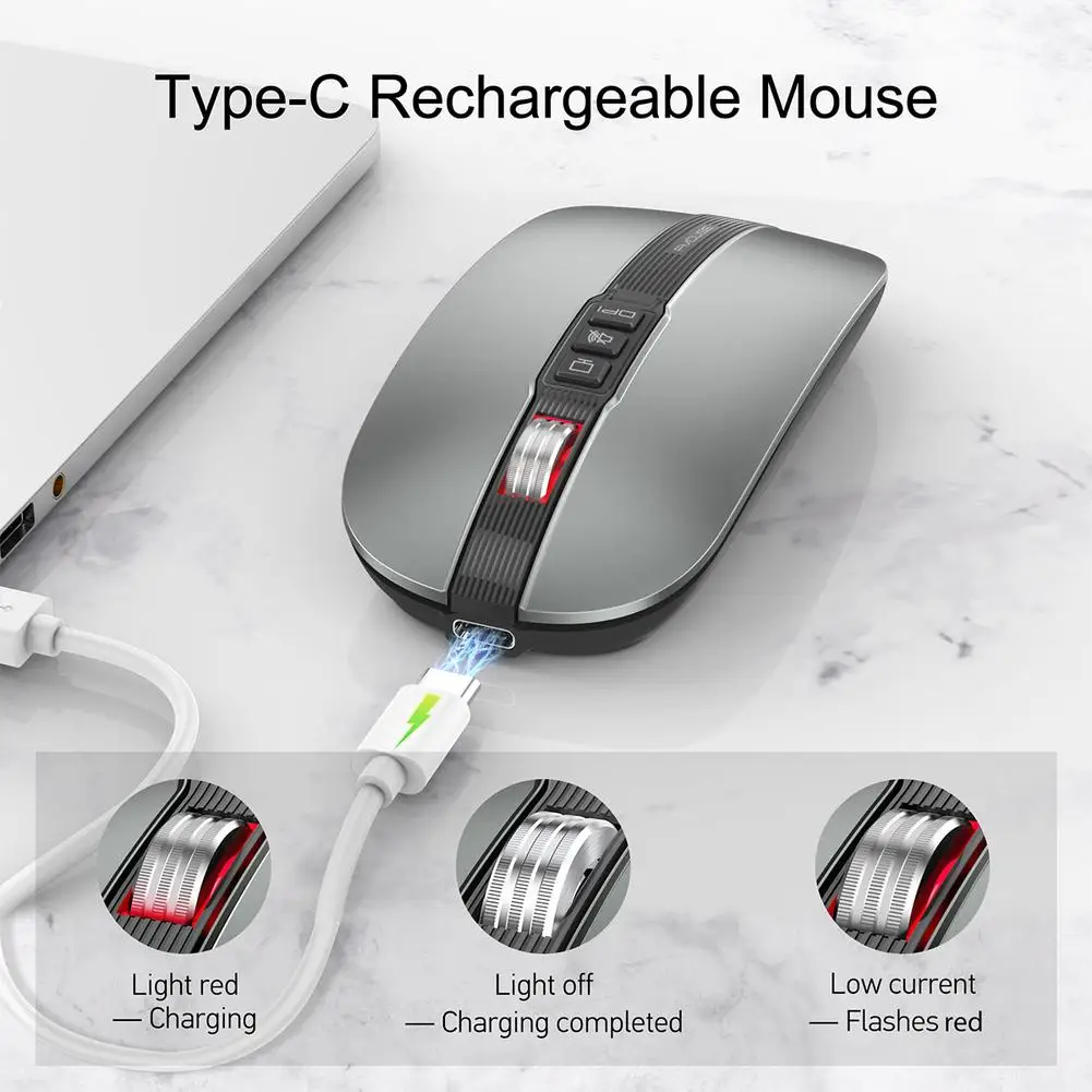 

M113 Wireless Bluetooth-compatible Mouse USB 2.4G Dual Mode 2400DPI Noiseless Mute Mouse Type-C Charging For PC Laptop Mice