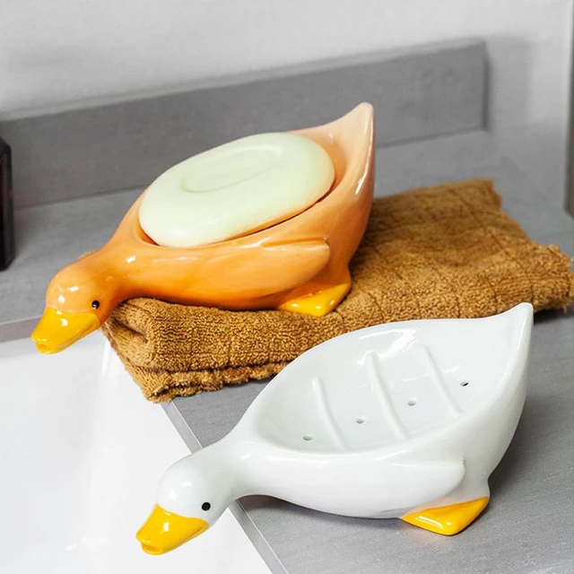 Charming Duck Ceramic Soap Dish - Stylish and Practical Bathroom