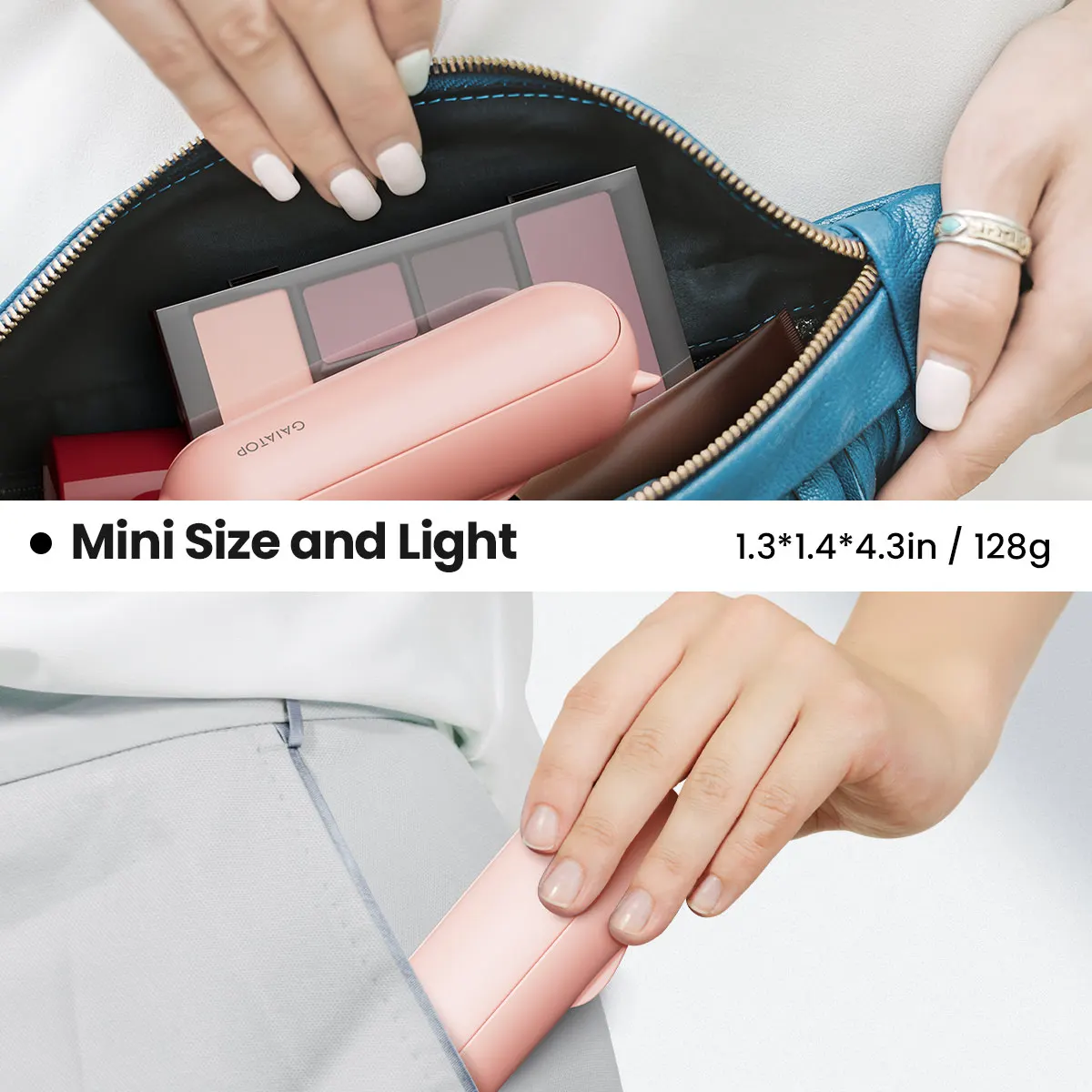 GAIATOP Portable Hand Held Fan with USB Rechargeable 2000mAh Battery, Foldable, Small,or Girls, Travel For Women, Outdoor 4