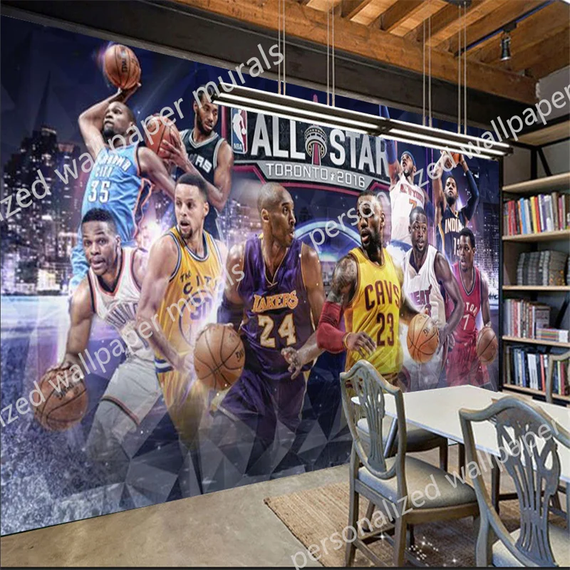 Fondos De pantalla 3d personalizados NBA All star Basketball Theme Club KTV  fondo De pared decoración Industrial Papel De pared| | - AliExpress