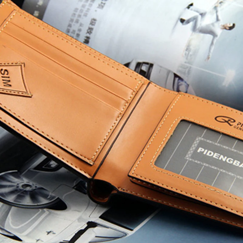 New men's pu leather luxury wallet casual short design credit card holder fashion purse wallets for men