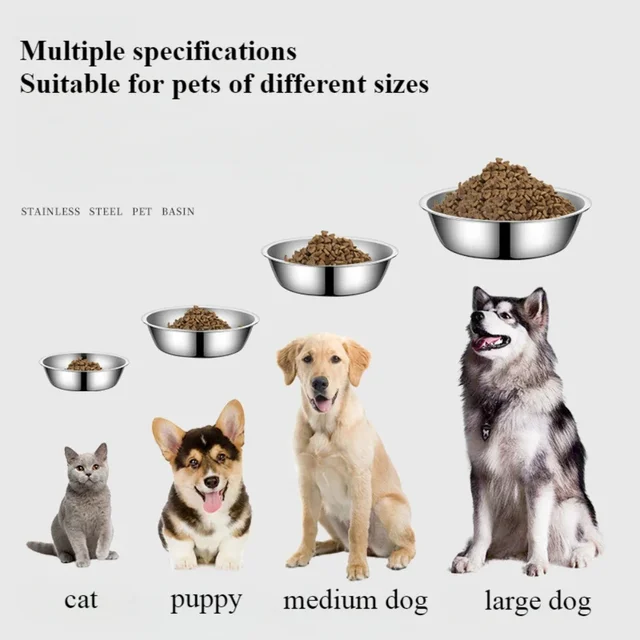 Large Capacity Dog Bowl Stainless Steel Safe Durable Pet Feeding Bowl Cat Dog Food Drinking Feeder Bowl Pet Supplies