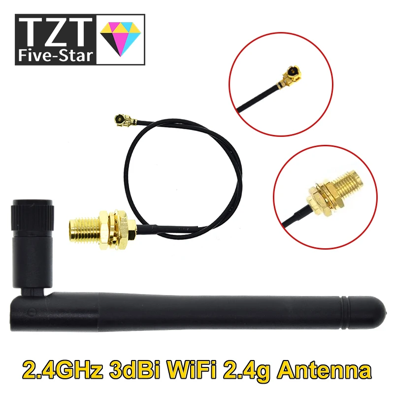 2,4GHz 3dBi WLAN 2,4g RP-SMA Stecker Wireless Router + 17cm PCI U.FL IPX zu RP SMA Stecker Pigtail-Kabel ESP8266 ESP32
