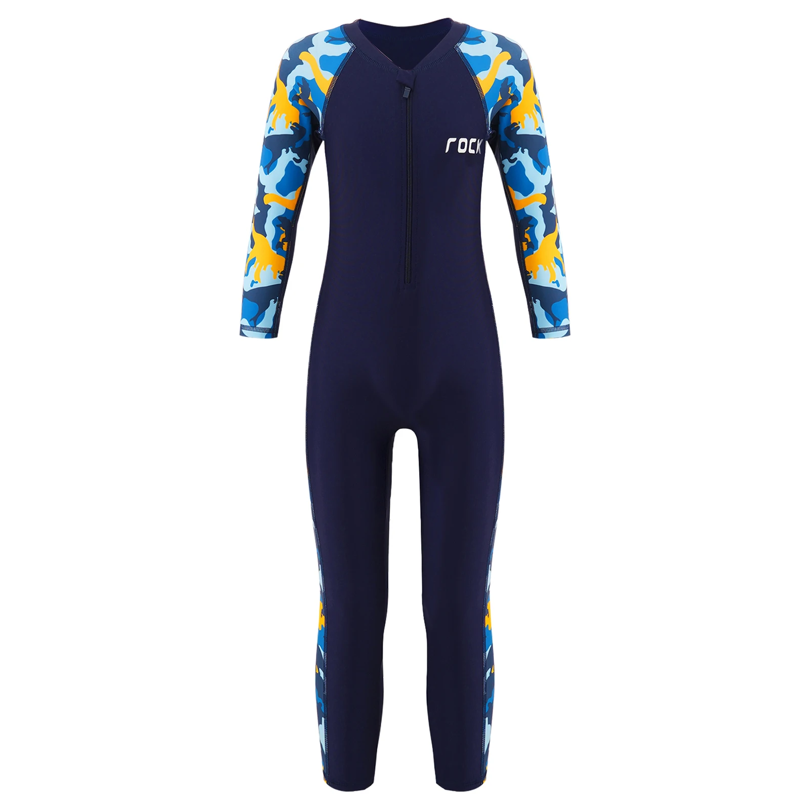 Athletic Swimwear Kids Boys One piece Swimsuit Long Sleeve Front Zipper