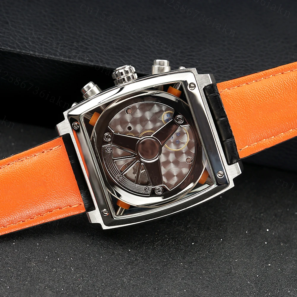 2022Fashion New Men's Color Bar Square Dial Sapphire Mirror Stainless Steel Leather Strap Sports Leisure Waterproof Quartz Watch