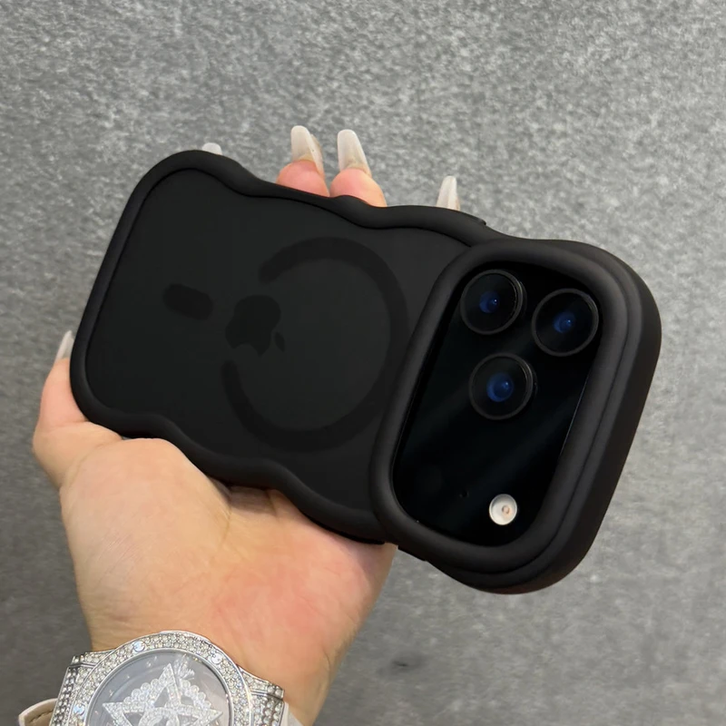 Luxury Matte Wave Bumper Shockproof Armor Case with MagSafe Compatibility
