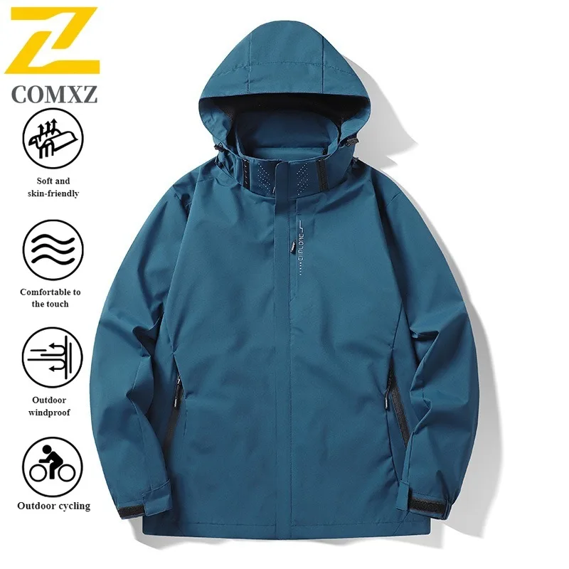 Men 3-in-1 Mountaineering Jacket American Style Detachable Waterproof Windproof Thermal Fleece Liner Outdoor Trekking Coat Hood