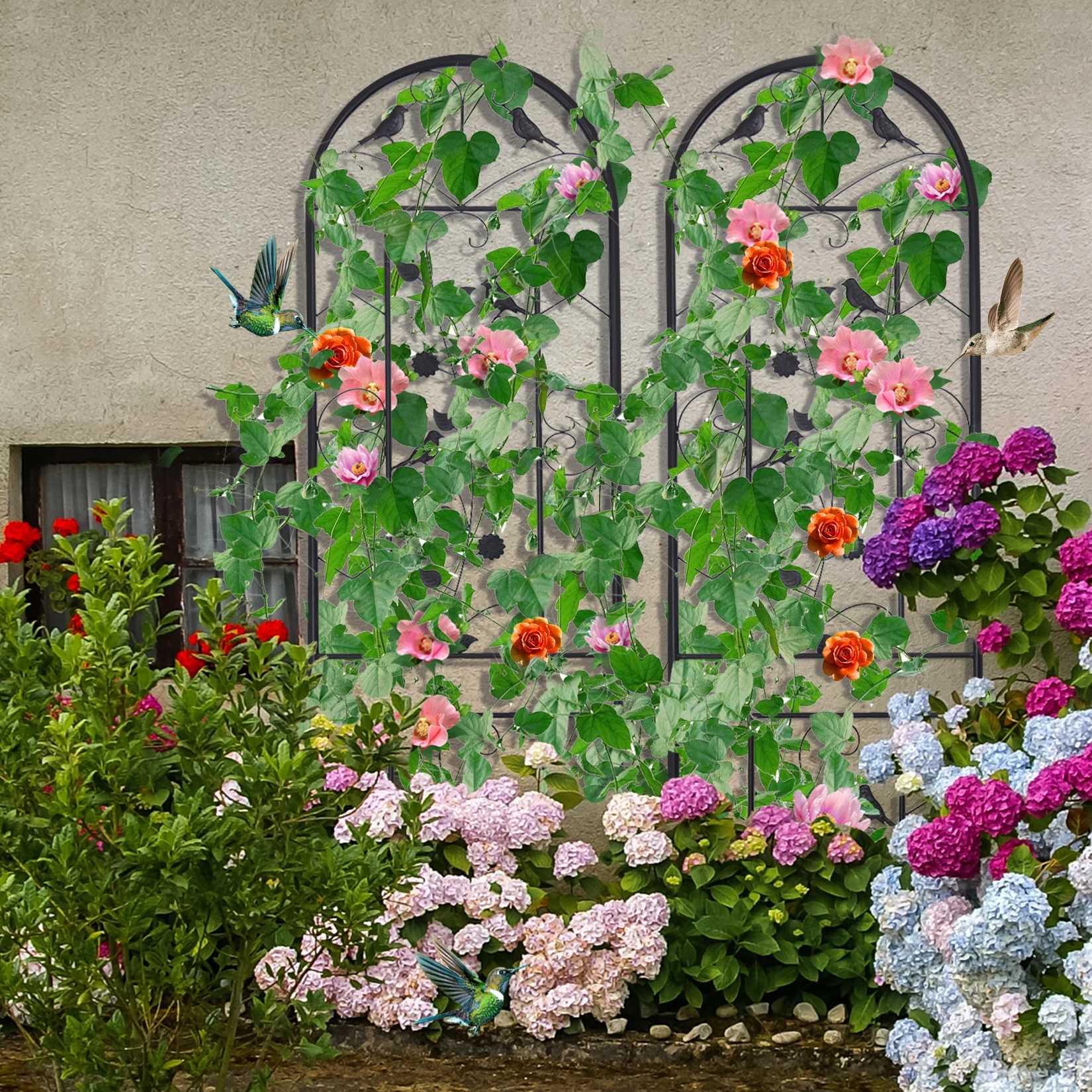 Garden Fence Garden Trellis 2 Pack Climbing Plants Trellis Metal Garden Fence for Vines Vegetables Flowers