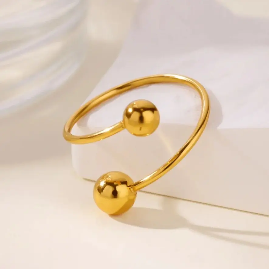 Minimalist Double Ball Rings for Women Wedding Valentine Gift