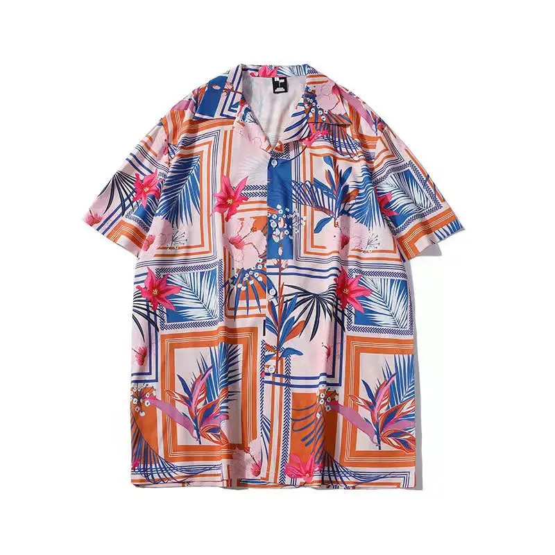 

Personalized Digital Print Short Sleeve Harajuku Shirt Men Vocation Beach Cuban Style Loose Korean Mens Shirts Hawaiian Summer