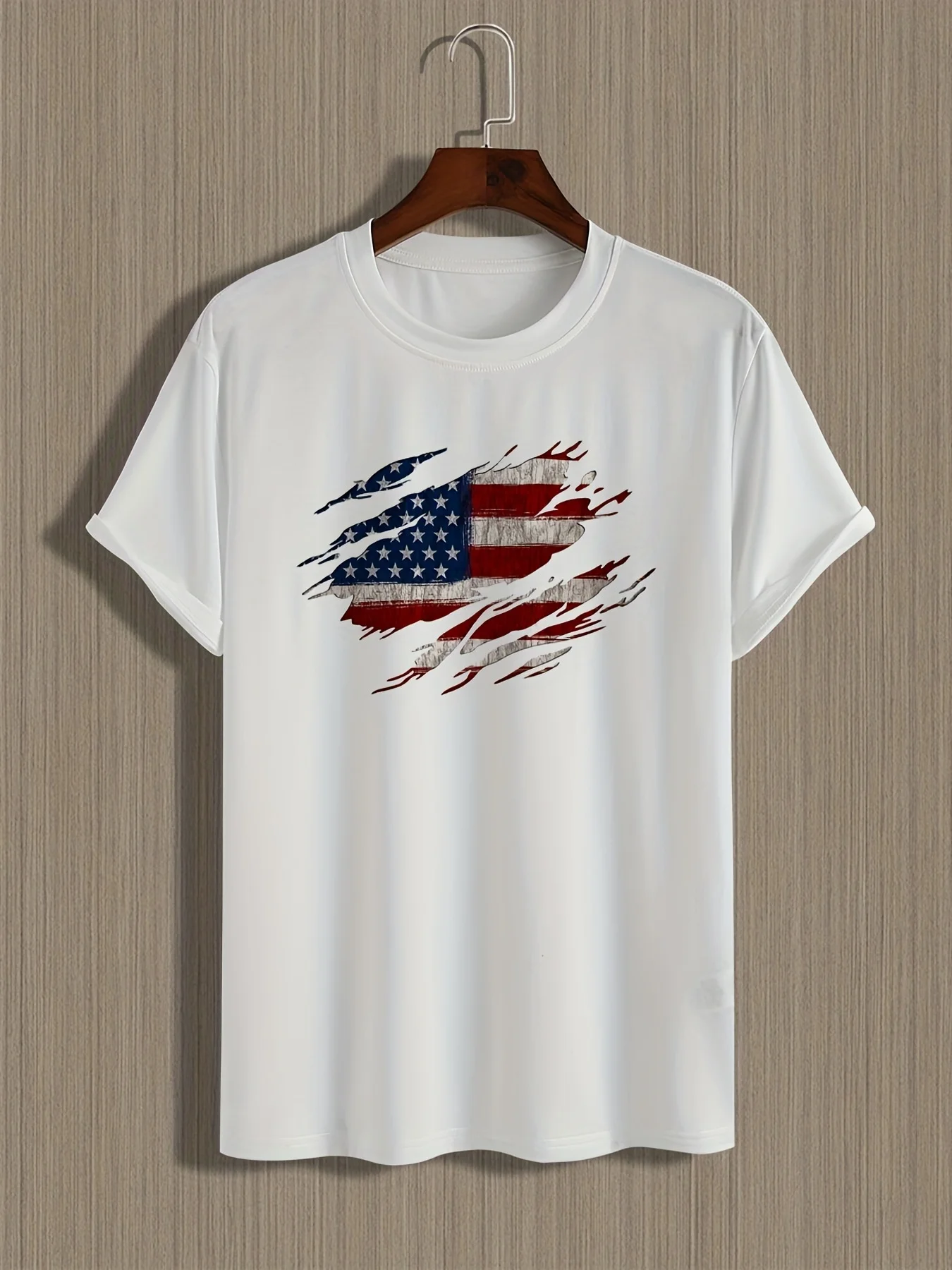 Trendy American Flag Pattern Print Short-Sleeve T-shirt 2