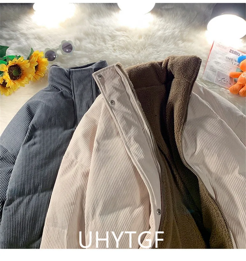 Winter Lamb Wool Coat Women Parkas Double Sided Corduroy Coat Plush Thick Warm Cotton Jacket Female Outerwear Short Jackets 2755
