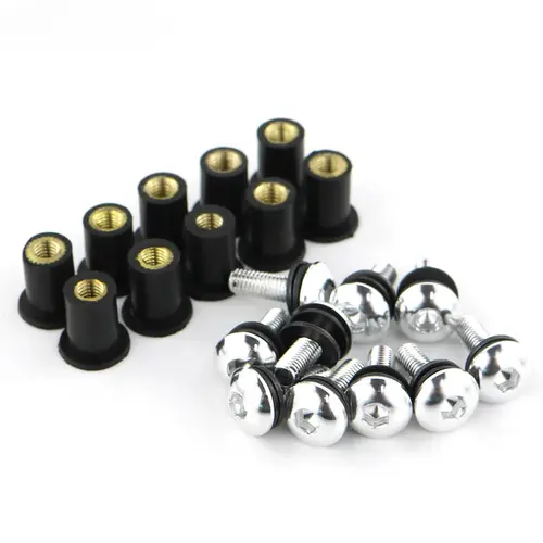 10pcs/Set Kit Motorcycle M5 15mm Metric Rubber Well Nuts Windscreen Fairing Cowl Anodized Aluminum Moto Screws Bolts - Image 5