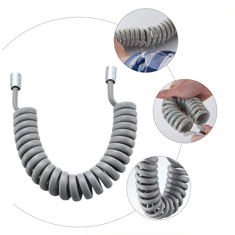 Spray Gun Leakproof Telephone Line Spring Tube PU Retractable Hose Bathroom Shower Tube
