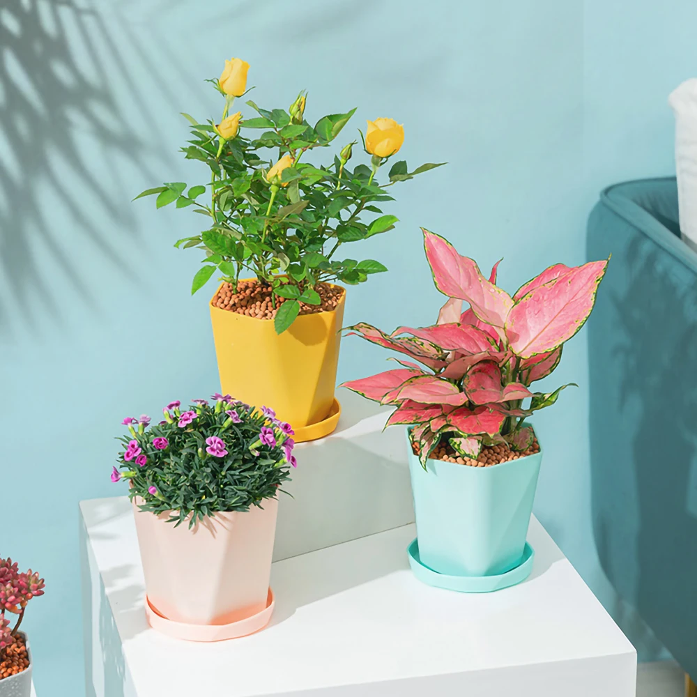 Plastic Resin Flower Pots flower pot New Geometric Nordic Simple White Thickened Green Radish Fleshy Flowerpots Indoor Plants 1 Pcs