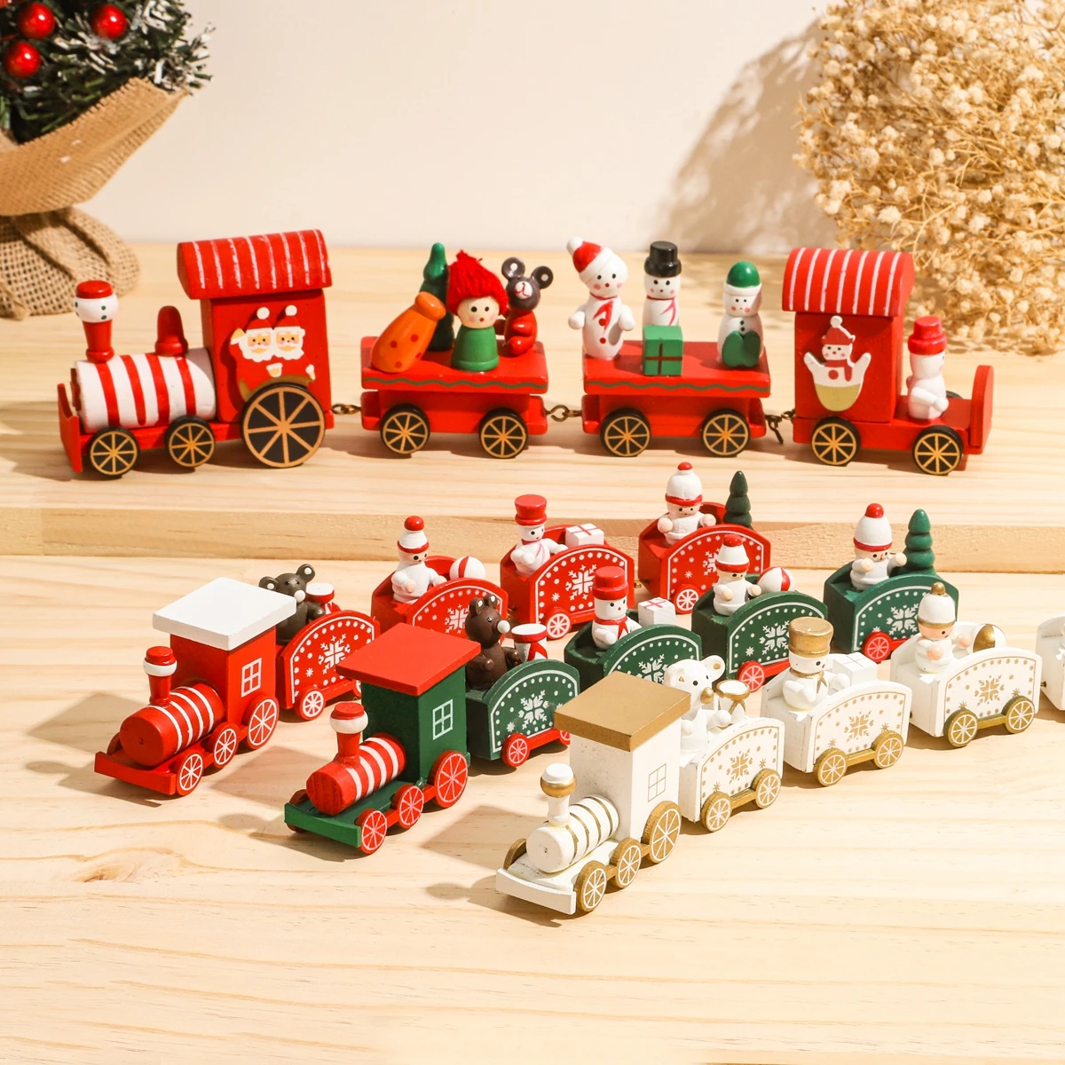 Christmas Wooden Train Xmas Ornament Merry Christmas Decorations Home Cristmas Navidad Noel Gifts Happy New Year