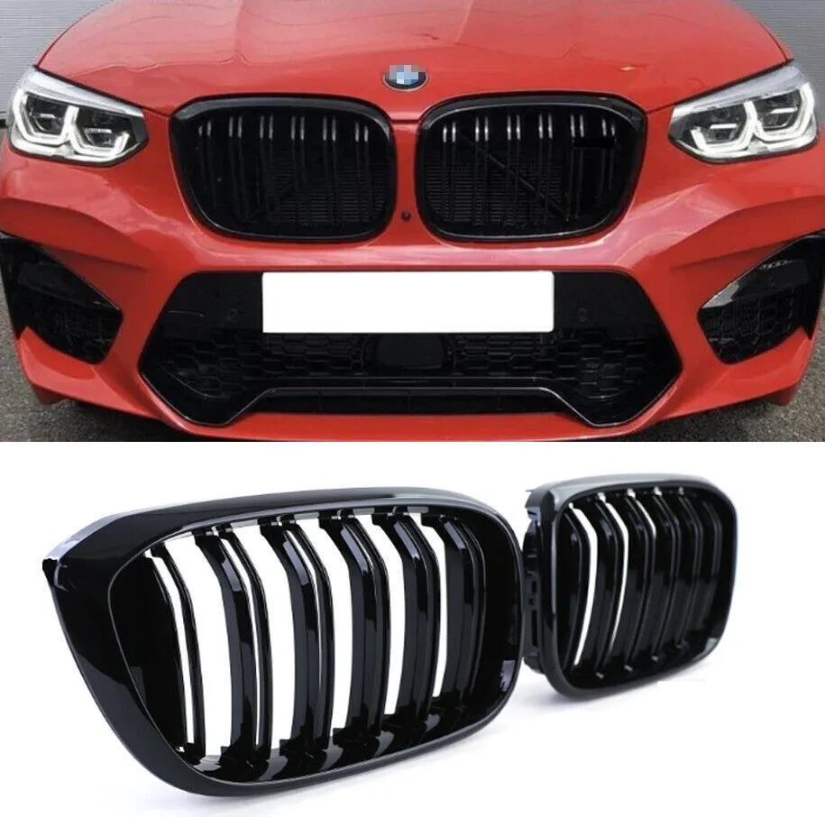 

Pair Car Front Kidney Grille For BMW G01 X3 X3M G02 X4 M Sport 2018-2021 Kidney Grill Black Dual Slat Auto Grill Accessories