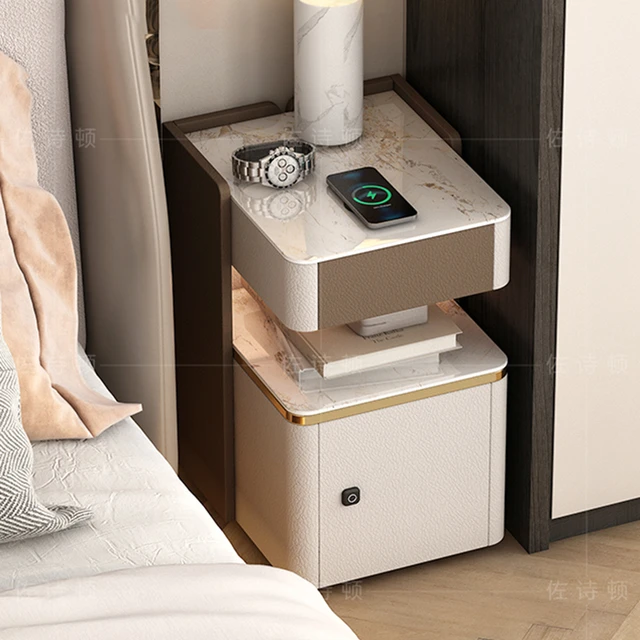 Antifurto Smart Bed Side Table deposito sicuro stretto caffè trucco comodino  moderno Wireless Comodini biblioteca mobili ZLXP - AliExpress