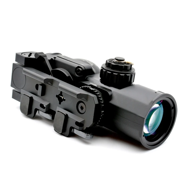 Tactical RifleScope DR 1-4x Fixed Dual Field of View Red Illumination Scope Sight With Full Markings For Airsoft and Hunting