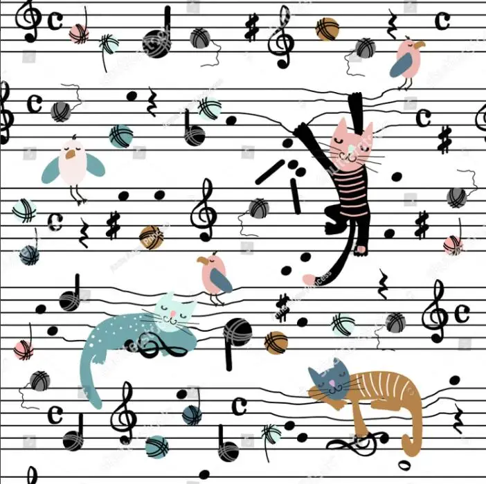 beibehang personalizado dos desenhos animados música pontuação fundo wallpapers para sala de estar decoração pintura nota musical quarto papel parede