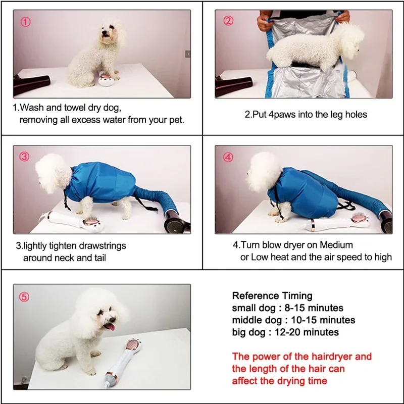 애완 동물 강아지 건조 가방 헤어 드라이어 휴대용 빠른 머리 불고 접이식 아름다움 가방 가정용 애완 동물 헤어 건조 가방 건조 도구 세트