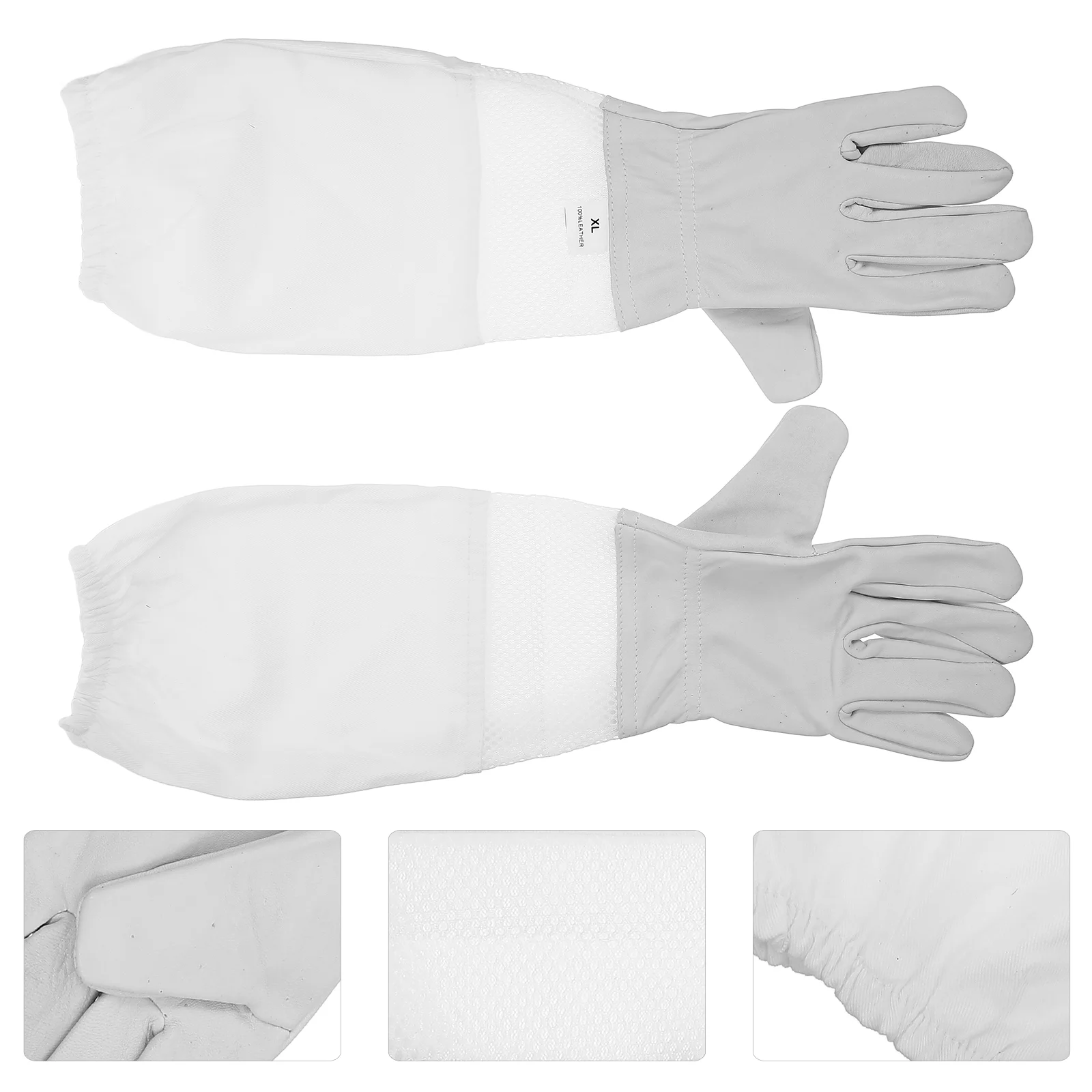 1 Pair Beekeeping Gloves Premium Beekeeper's Glove Long Protective Gloves Size XL (White)